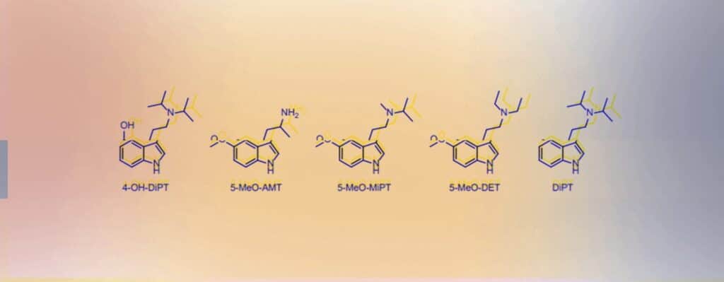 The 5 tryptamines DEA proposed adding to Schedule I.