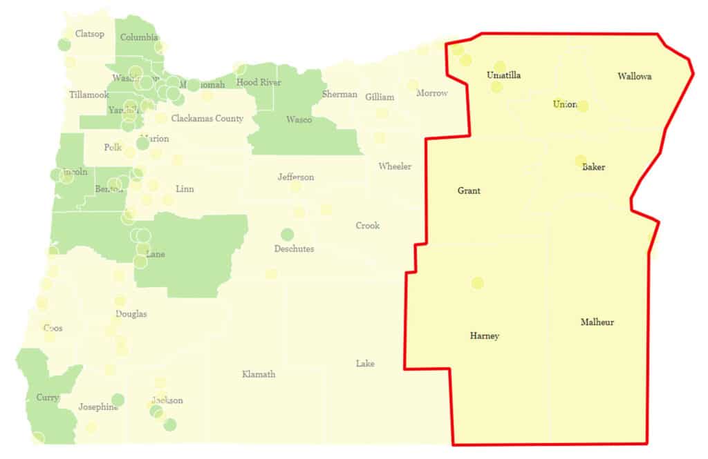 Oregon Eastern Counties
