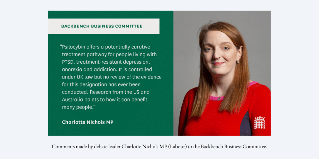 Charlotte Nichols MP Psilocybin UK Parliament