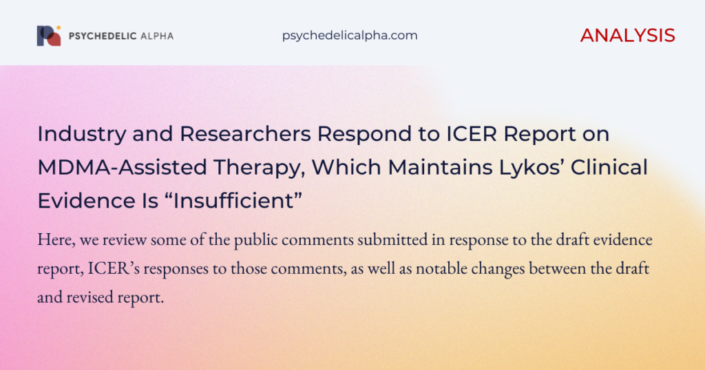 Industry and Researchers Respond to ICER Report on MDMA-Assisted Therapy, Which Maintains Lykos’ Clinical Evidence Is “Insufficient”