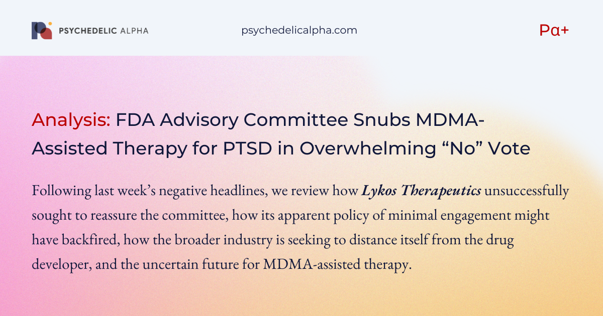 You are currently viewing Analysis: FDA Advisory Committee Snubs MDMA-Assisted Therapy for PTSD in Overwhelming “No” Vote